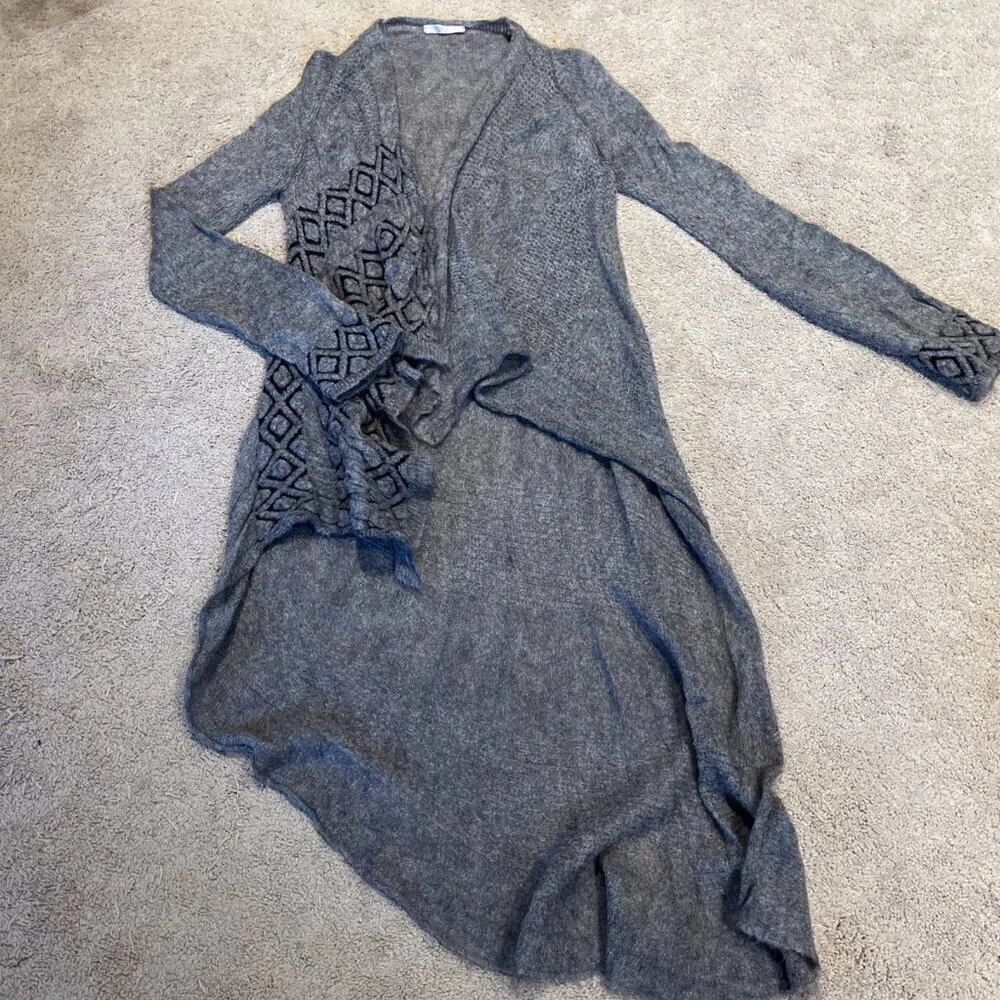 Siste's Italy Open Front Cardigan Duster Women's M Gray Mixed Weave Witchy Goth